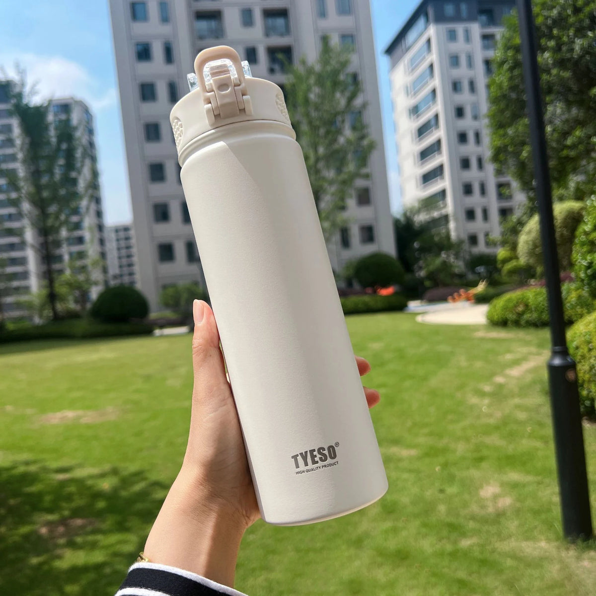 TYESO 304 SS Vacuum Thermos Bottle – Wide Mouth, Leakproof, 6–12Hr, 600–1200ml, 10+ Colors, Optional Cup Bag