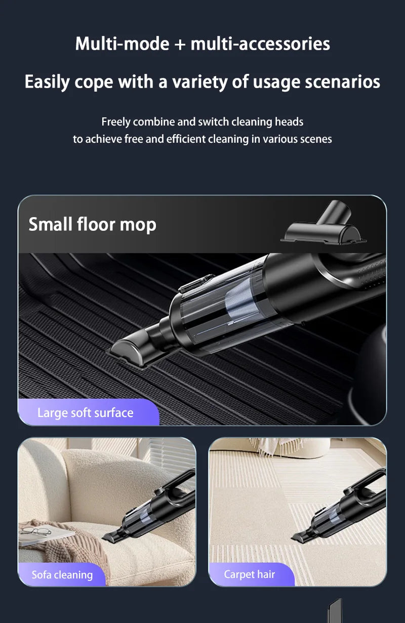Wireless Car Vacuum Cleaner – One-Button Dust Dump, High Power Large Suction Mini Handheld