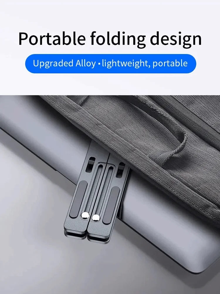 Aluminum Alloy Foldable Laptop Stand | Anti-Slip, Height-Adjustable, Portable, Compatible with MacBook & All Laptops