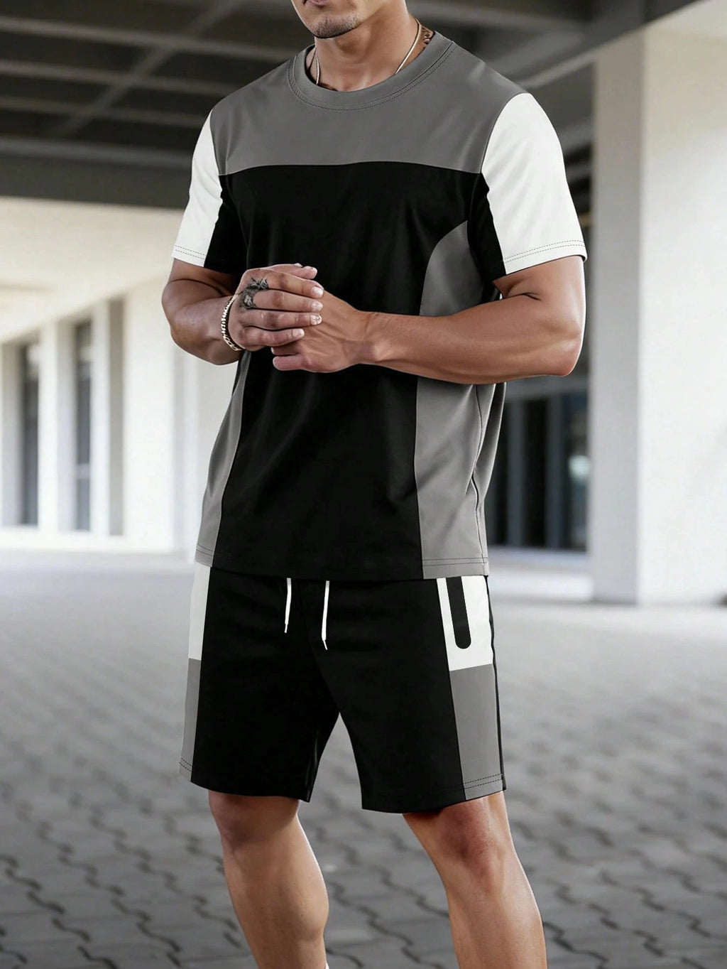 Men's Letter Print T-Shirt & Shorts Set – Beach Vacation Summer Co-Ord