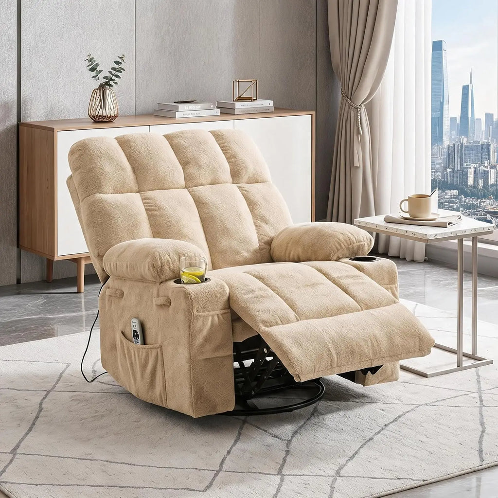Swivel Rocker Recliner with Heat, Massage & Cup Holders