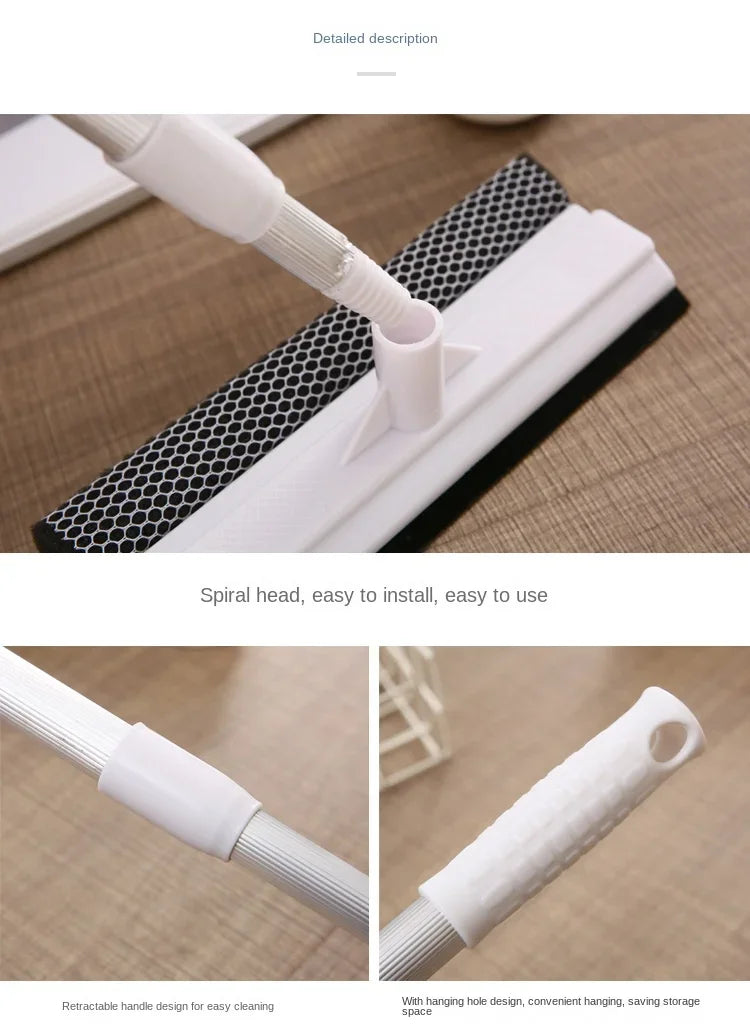 Squeegee Window Cleaner 2-in-1 – Retractable Pole Glass Brush for Car, Shower & Glass Door