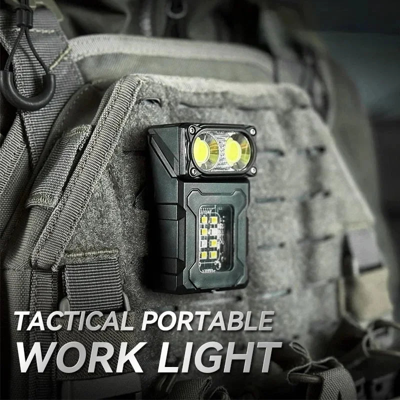 Tactical EDC Work Light – 1200 Lumen, 8-Speed COB+LED, Type-C, Tail Magnet, Pen Clip, MOLLE Compatible