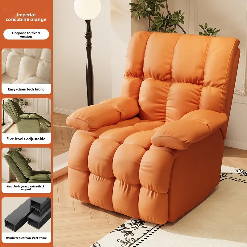 Five-Position Fabric Lounge Chair with Padded Arms