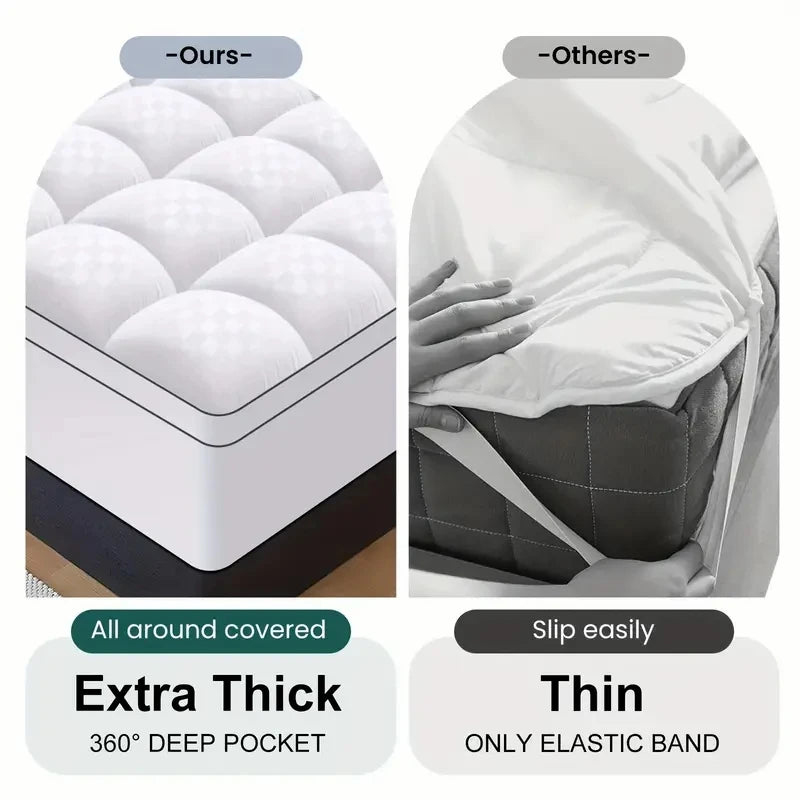 Extra Thick 1000GSM Mattress Topper – Cooling, Noiseless, Breathable, Deep Pocket, Machine Washable