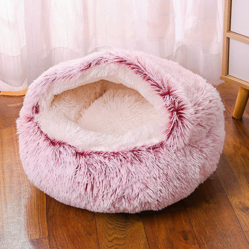 Round Plush Dog & Cat Bed – Warm Washable Pet Sofa Basket, Small to Large Dogs & Cats
