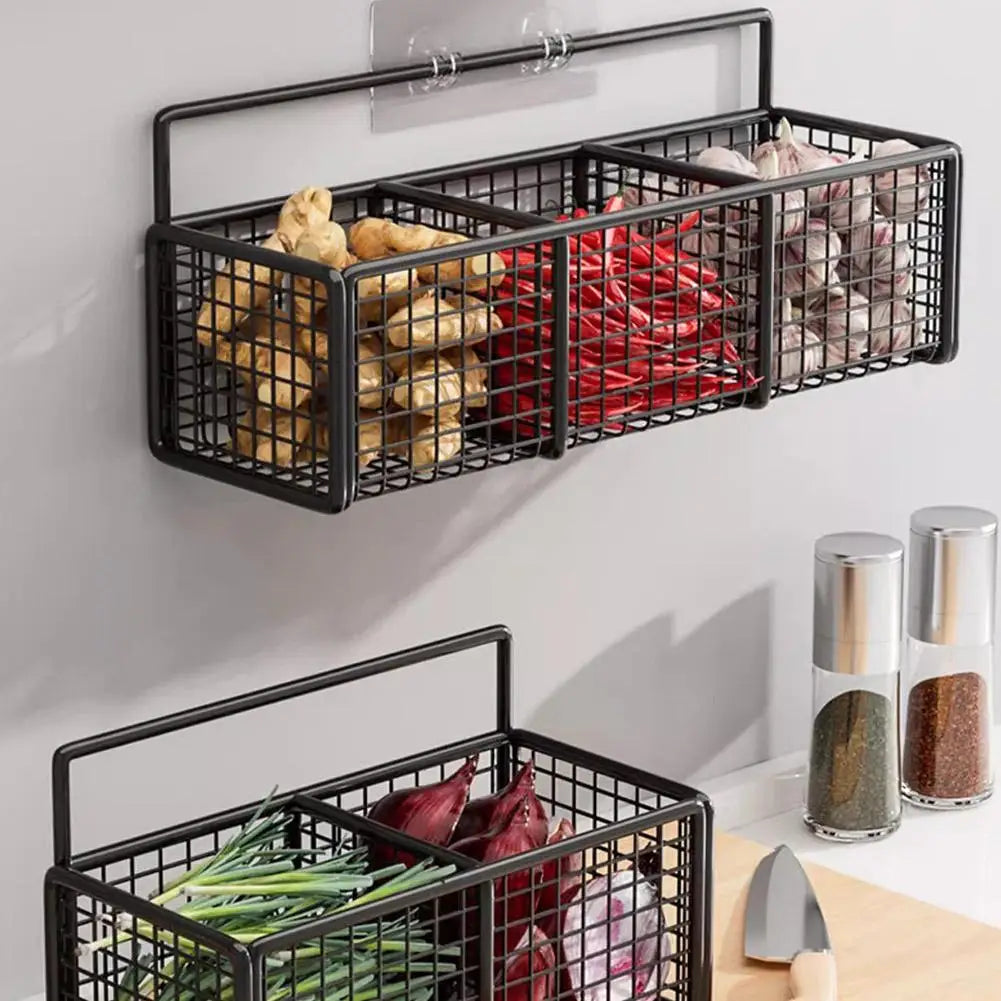 Wall-Mounted Metal Kitchen Shelf — Multi-Function Bath & Shampoo Organizer