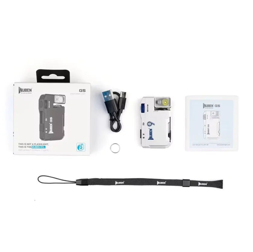 Wuben G5 Rechargeable EDC Pocket Flashlight – 400 Lumens, Dual Light Sources & RGB Light