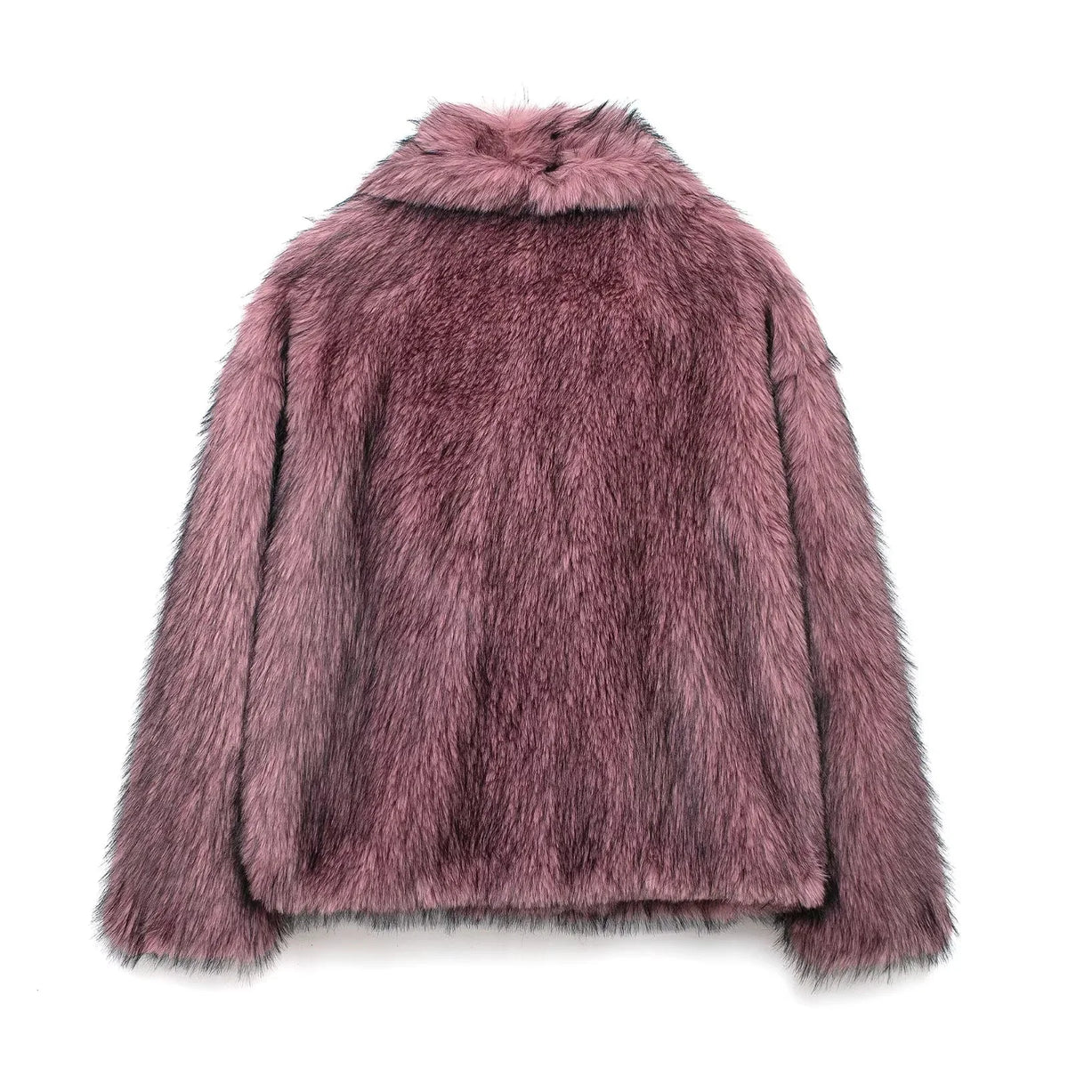 Women's Oversized Faux Fur Jacket – Single-Breasted Elegant Warm Coat