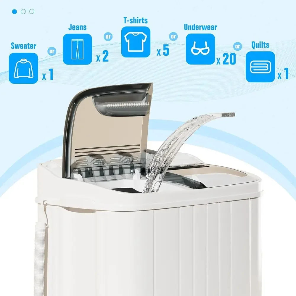 Portable Washing Machine 18 Lbs | Twin Tub Washer & Dryer Combo, Soaking Function, High Efficiency, Apartment, Dorm & RV