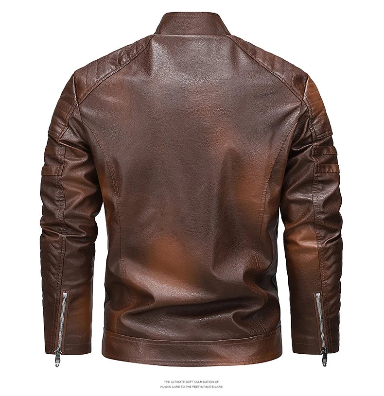 Men's Faux Leather Jacket – Slim Fit Casual Layer