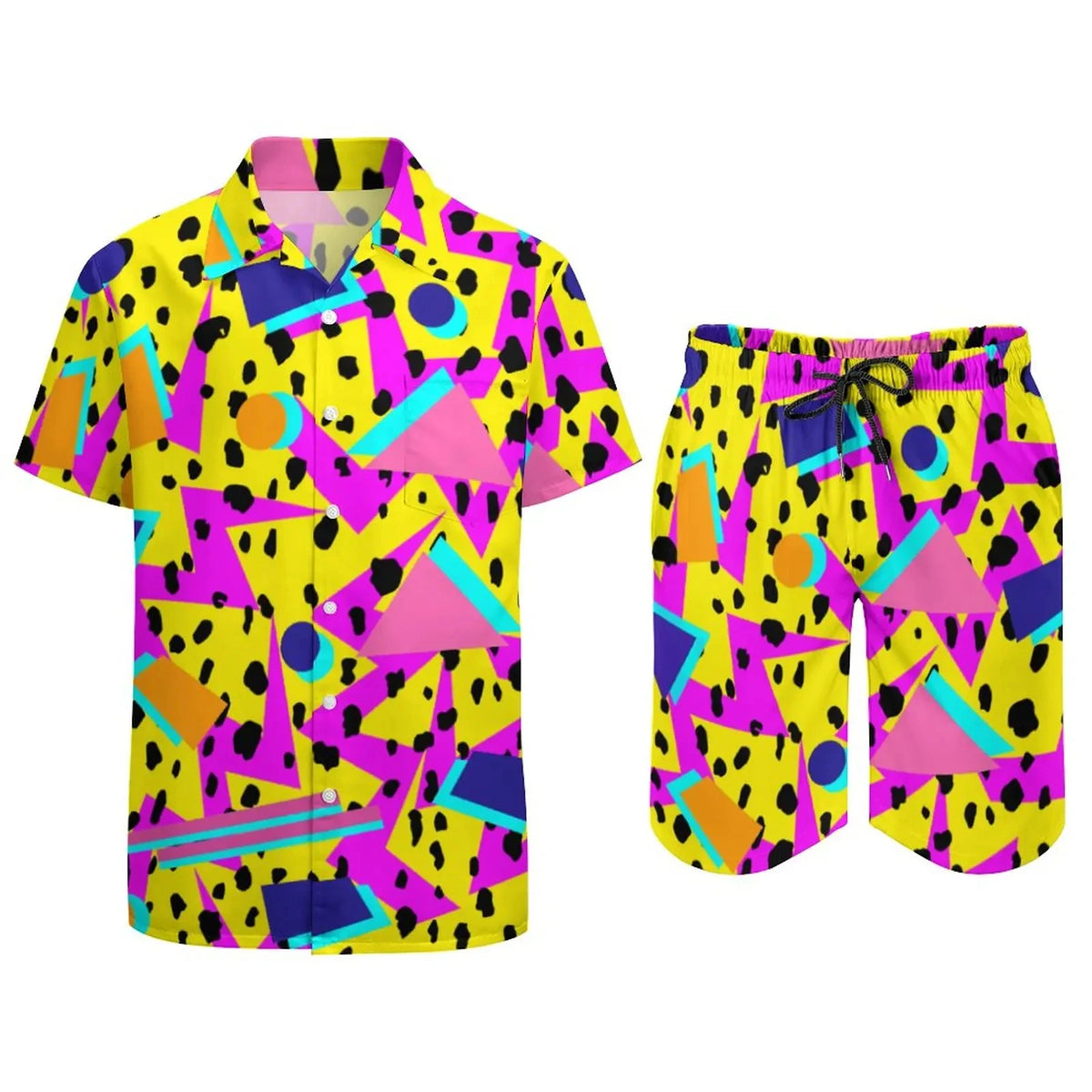 Men's Psychedelic Magic Mushroom 3D Print Shirt & Beach Shorts – Oversized Hawaiian Set