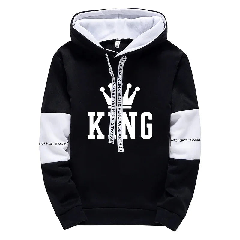 Men's King Print Hoodie & Sweatpants Streetwear Tracksuit – Casual Outdoor Sport Set