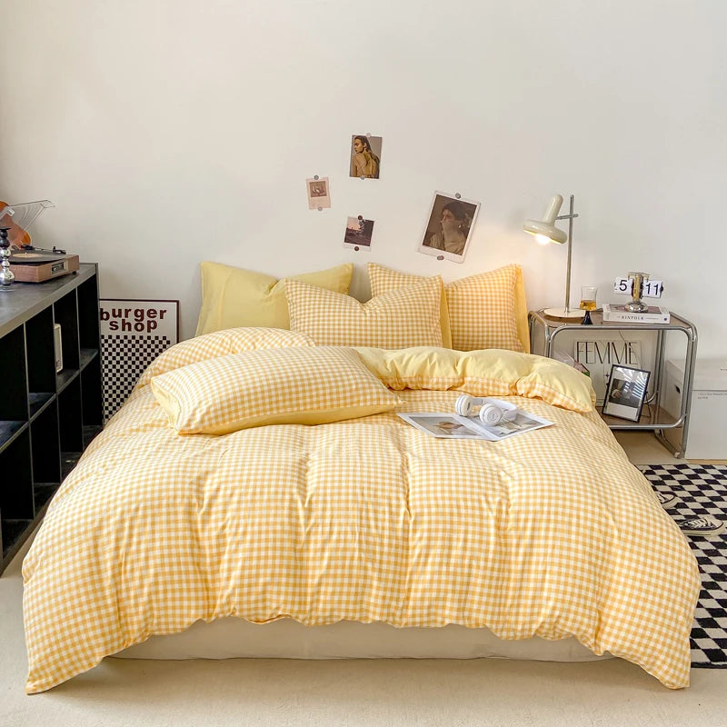 Plaid Double-Sided Quilt Cover – Skin-Friendly Duvet Cover, Single to King (No Pillowcase)