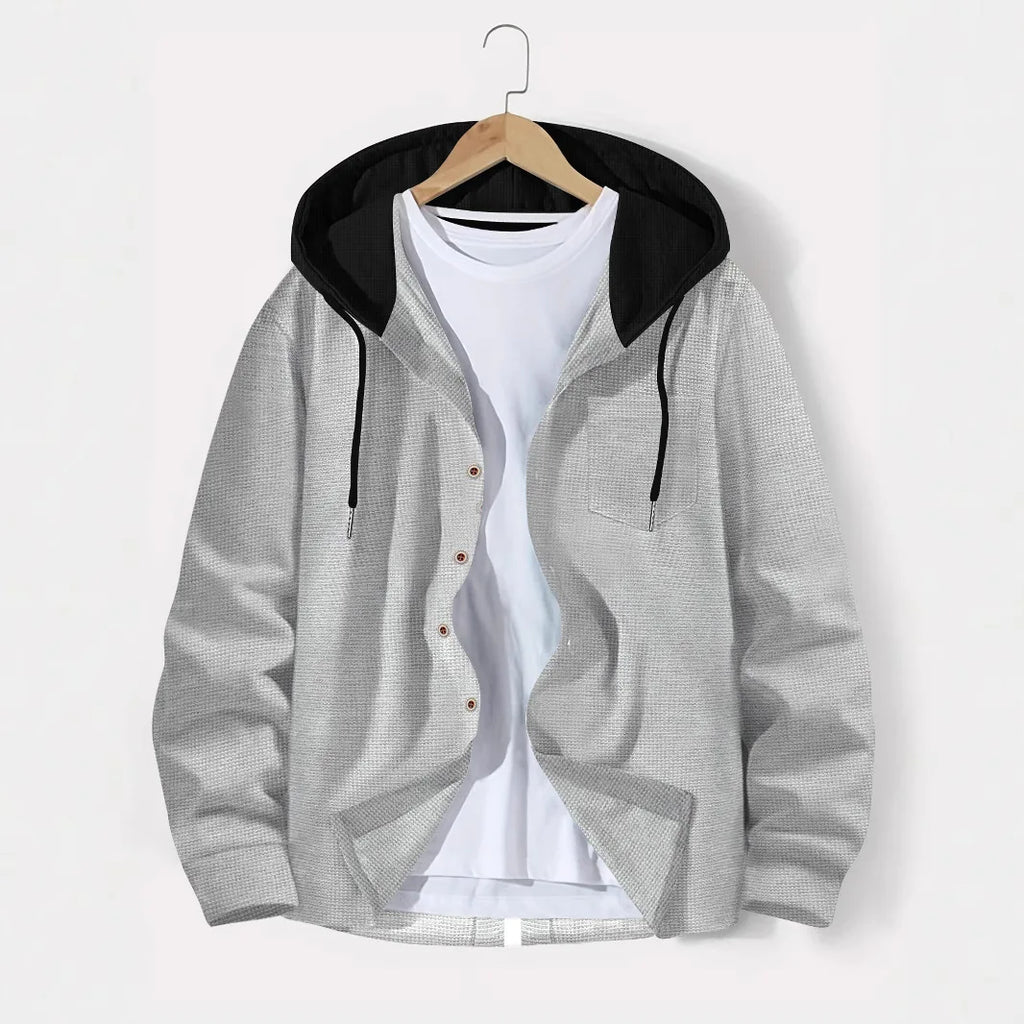 Men's Waffle Knit Slim-Fit Hooded Cardigan & Pants Tracksuit