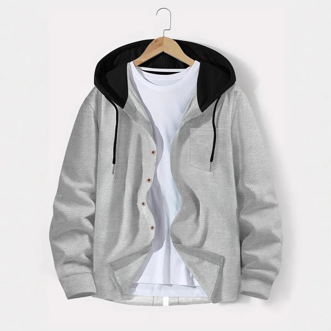 Men's Waffle Knit Slim-Fit Hooded Cardigan & Pants Tracksuit