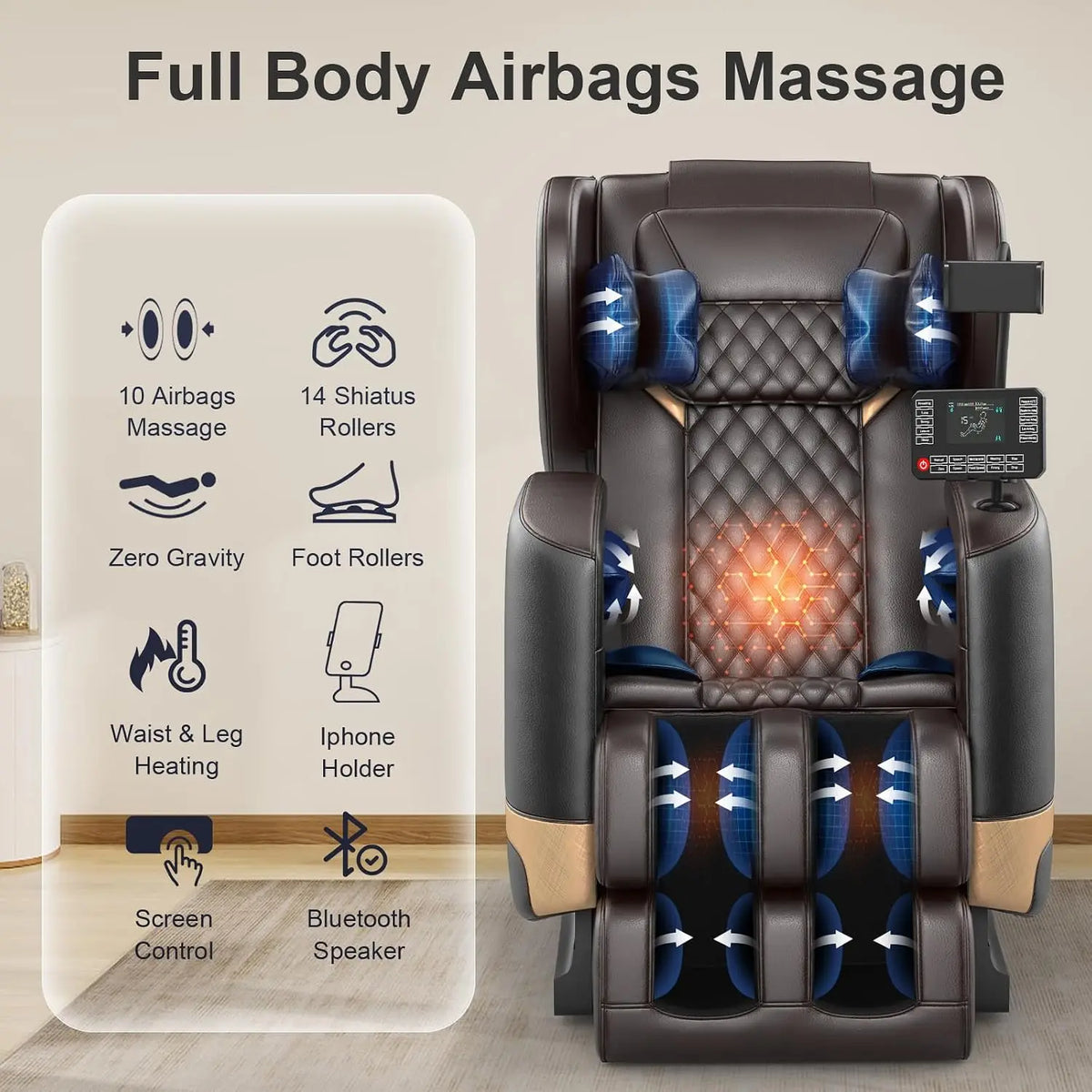 Zero Gravity Massage Chair with Heat & 14 Shiatsu Rollers