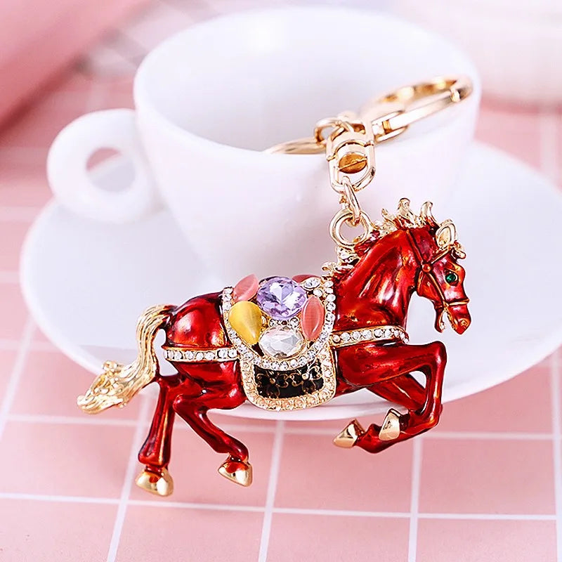 Cute Metal Horse Keychain – Zinc Alloy Bag Pendant Key Ring Gift for Women & Men