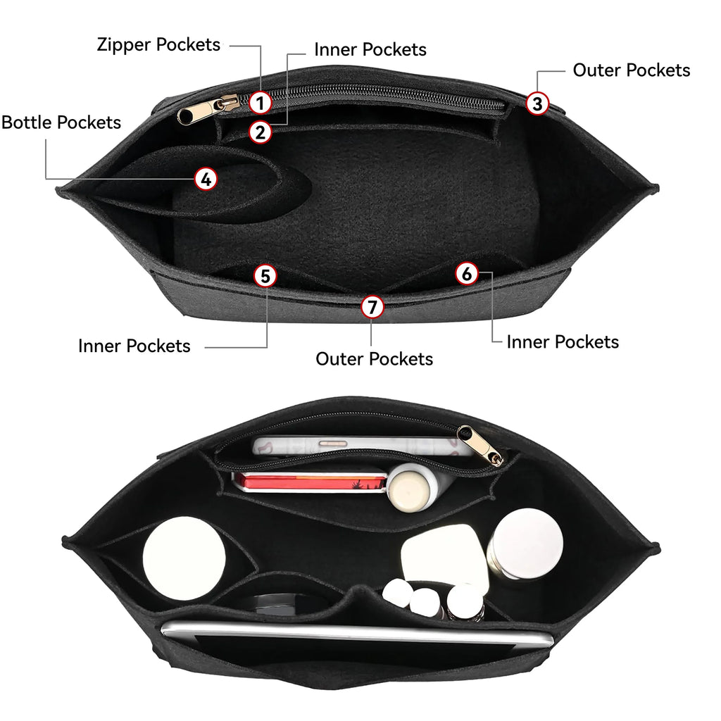 Felt Purse Organizer Insert – 5 Colors, 3 Sizes – Handbag Inner Liner for Totes & Purses