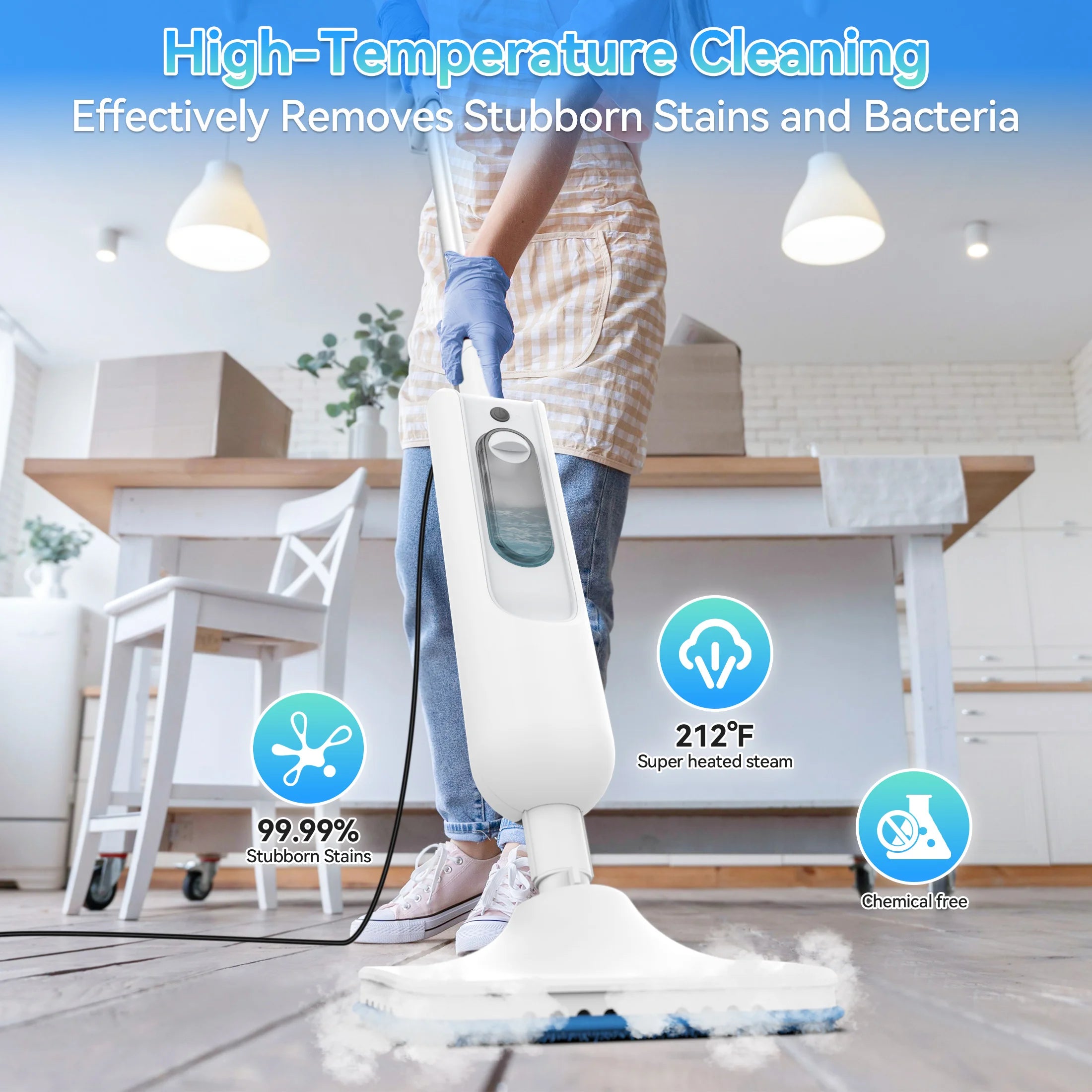 INSE 6-in-1 Powerful Steam Mop — High-Temperature Detachable Scrubbing Steam Cleaner for Hard Floors, Carpet & Kitchen