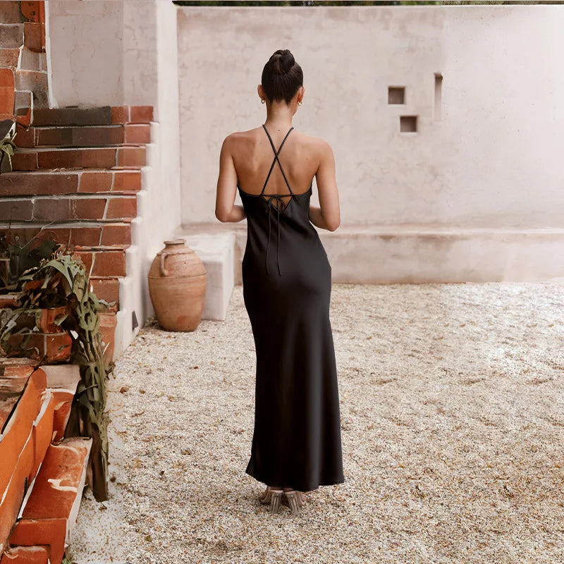 Sleeveless Backless Slim Maxi Party Dress — Sexy Solid Temperament Formal Dress