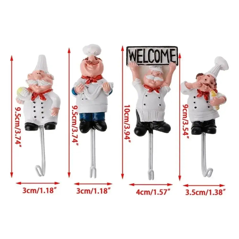 Chef Cartoon Wall Hook – Self-Adhesive Kitchen Utensil Hanger for Towels, Tools & More
