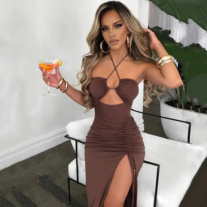 Sleeveless Backless Bodycon Club Midi Dress — Sexy Slim Night Party Dress