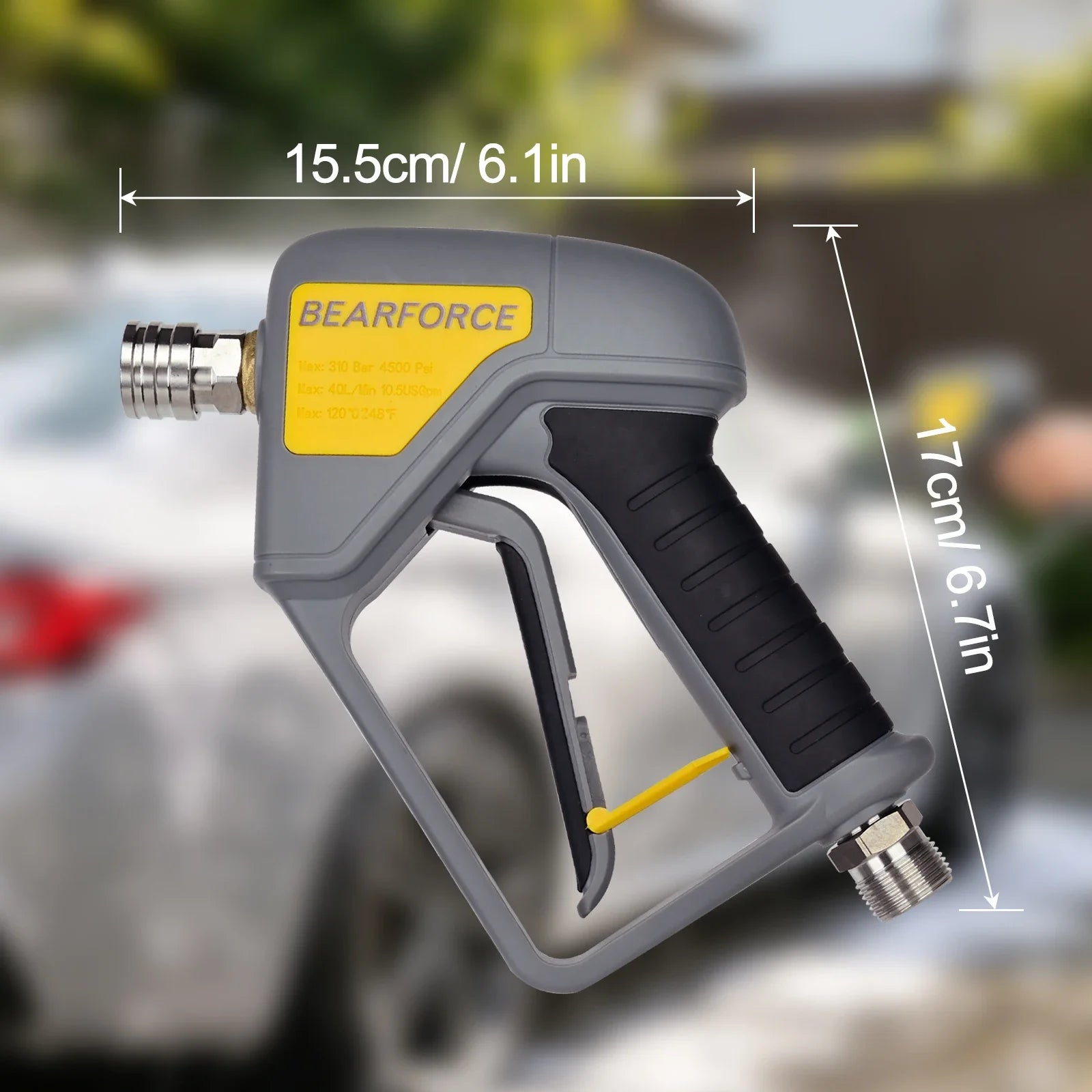 BEAR FORCE Pressure Washer Spray Water Gun — M22-14mm Inlet with Quick Connector for Nozzles, Wand & Foam Cannon