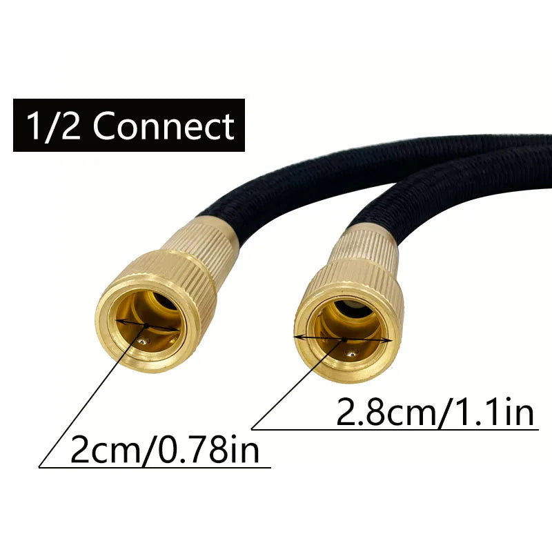 Expandable Magic Garden Hose with Spray Gun – Anti-UV Rubber, Anti-Kink, 25–150 ft, Car Wash & Outdoor Watering