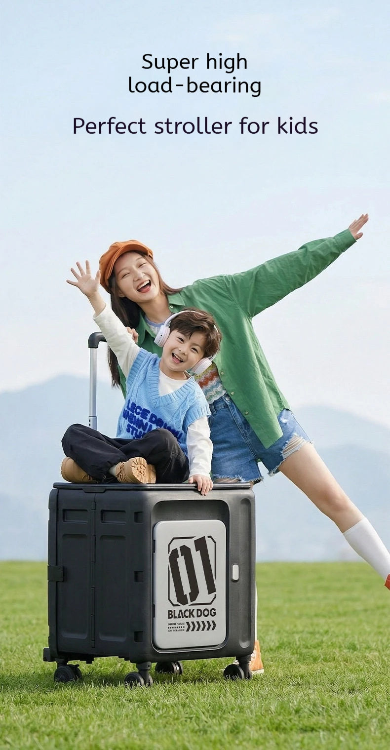 60L Foldable Storage Cart Wagon — 3-Speed Telescopic Handle & 360° Silent Wheels