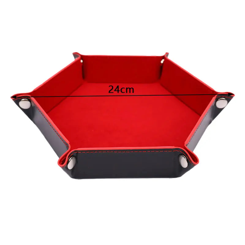 Foldable PU Leather Dice Tray – Hexagon & Square Folding Coin Tray for Dice Games