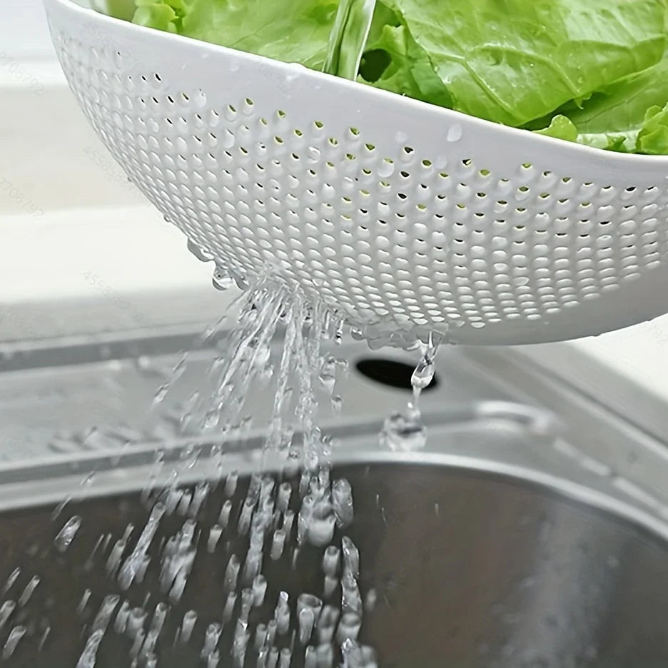 Rinse Rice, Veggies & More — Multi-Purpose Rice Drainage Basket | Oval Colander Sieve, Fine Holes, Eco-Friendly Plastic