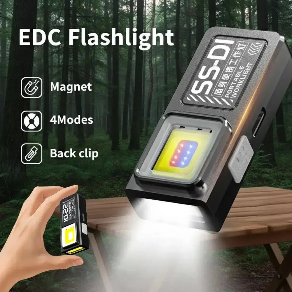 Mini COB LED Flashlight – 800 Lumen, Rechargeable, Belt Clip, Magnet, Waterproof EDC Pocket Light