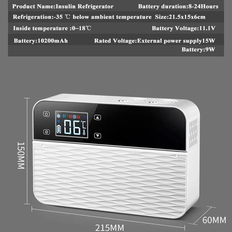 Mini Portable Insulin Refrigerator – 10200mAh Battery, 260ml Cooler for Insulin, Serum & Medication