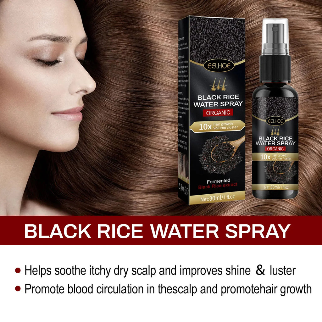 Black Rice Fast Hair Growth Serum Spray for Men Women Anti-loss Hair Regrowth Essential Oil Scalp Treatment Hair Care Products