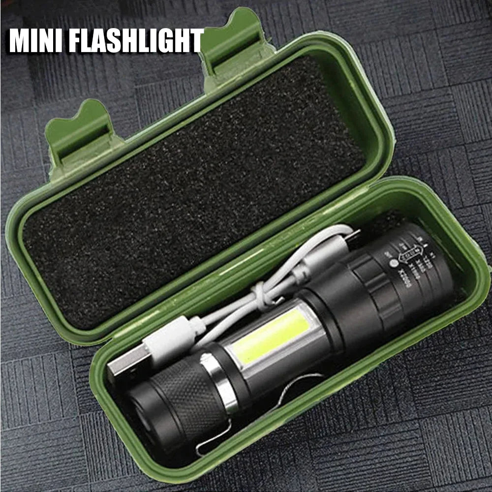 USB Rechargeable Mini Zoomable Flashlight – COB+XPE 3-Mode Torch in Single & Multi-Packs