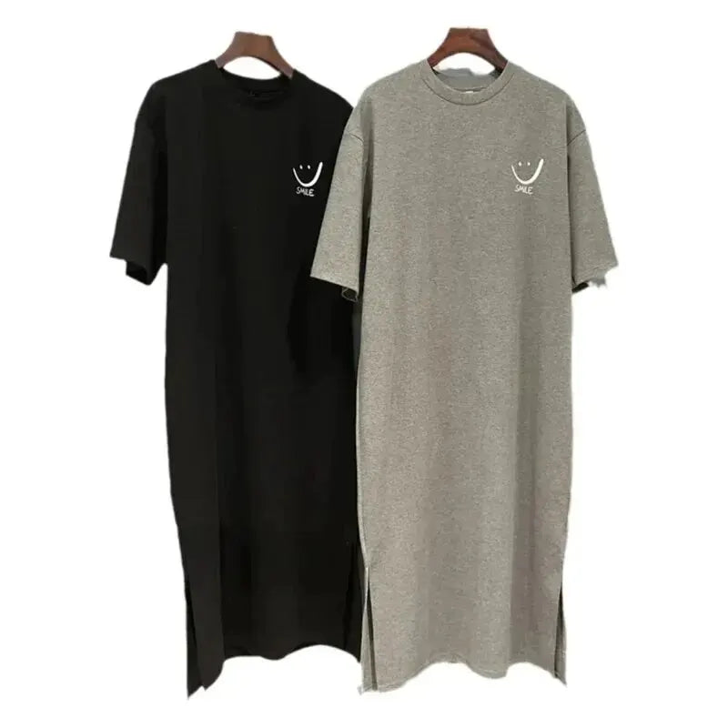 Women's Short Sleeve T-Shirt Dress – Loose Mid-Length Over Knee Casual Summer Dress