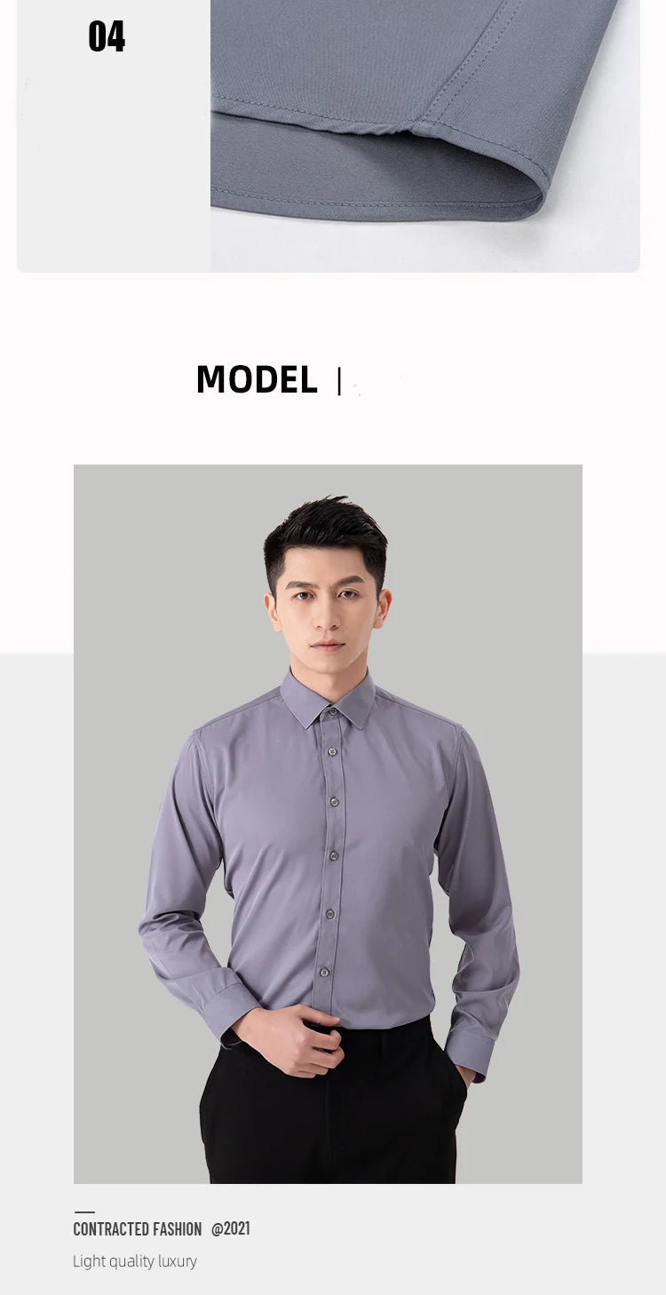 Men's Slim Fit Long Sleeve Business Shirt — Tailored Formal Dress Shirt