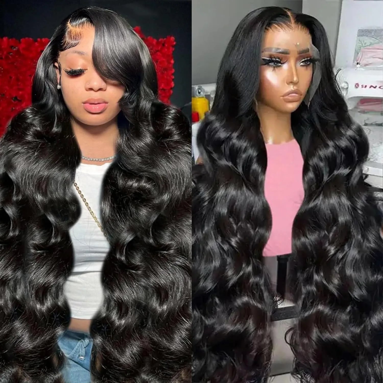 200% Density 13x4 Body Wave Lace Front Human Hair Wig Pre Plucked 40 Inch 13x6 Hd Transparent Lace Frontal Wigs For Black Women