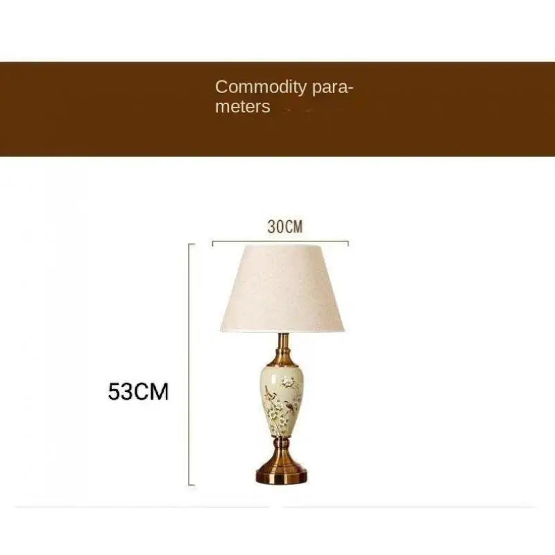 French Style Ceramic Lamp – Fabric Shade