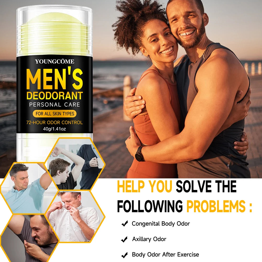 Men's Sandalwood Deodorant Stick – Anti-Sweat Long-Lasting Armpit Refresh