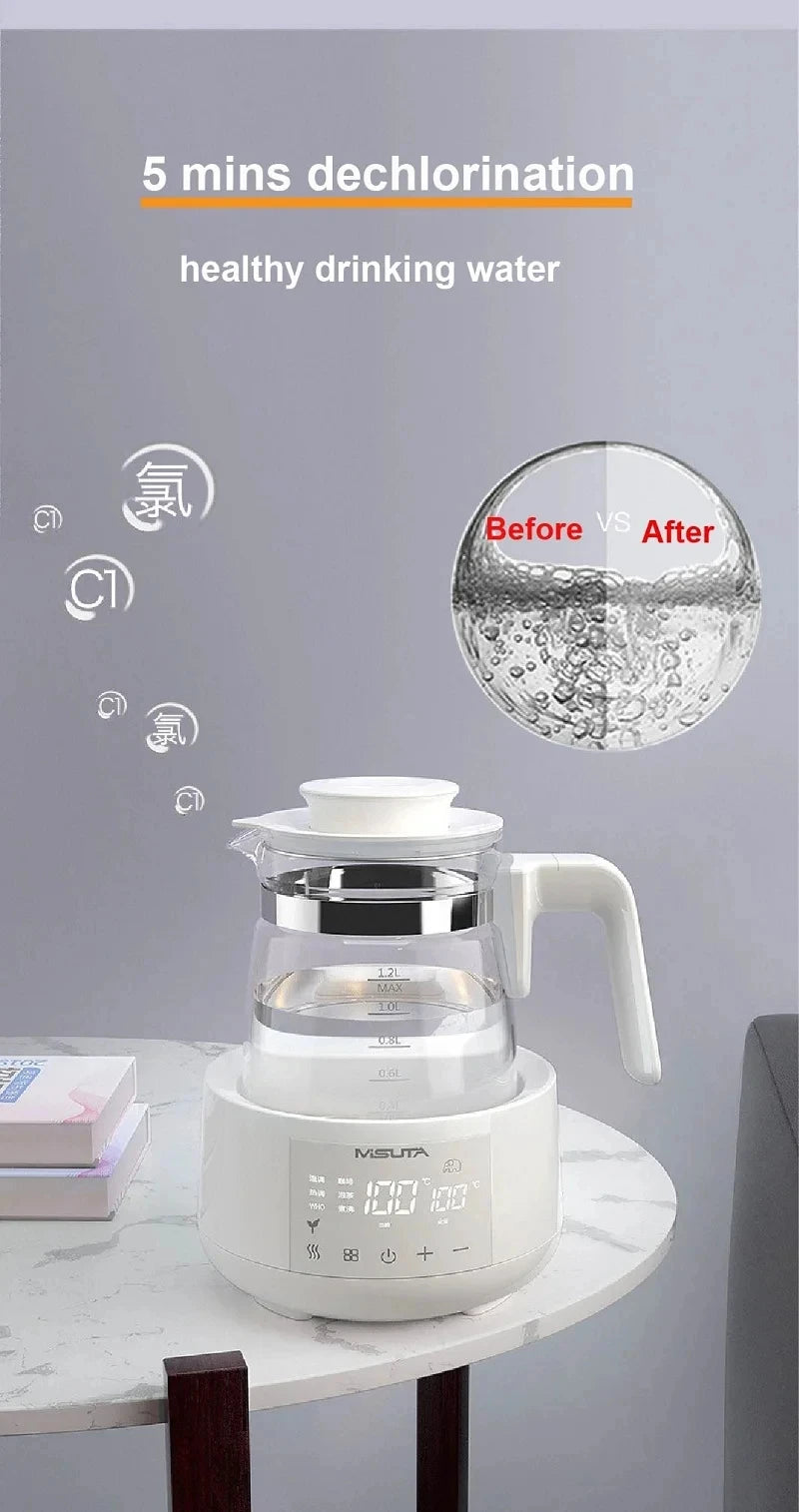 Smart Milk Warmer & Electric Kettle 1200ml — Constant Temperature Baby Bottle Warmer