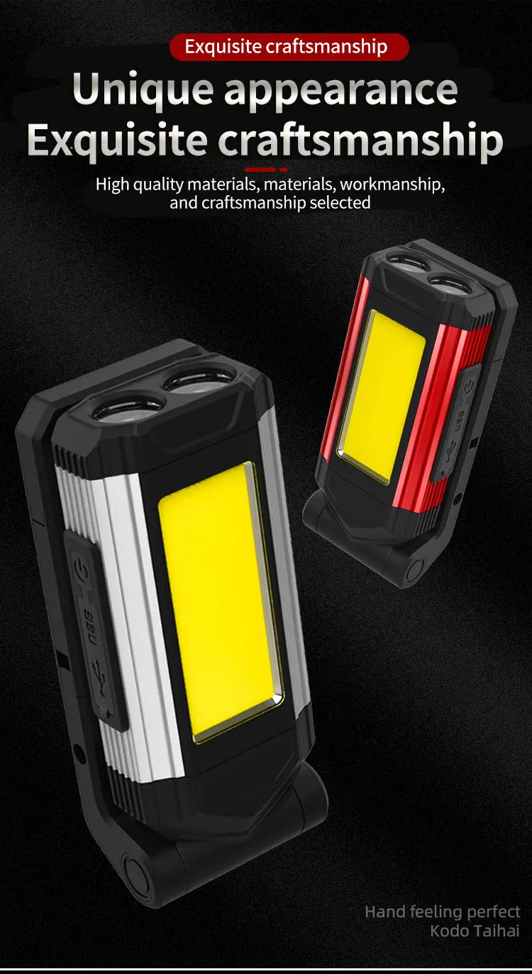 2026 Portable COB Magnetic Work Light — Rechargeable LED Flashlight for Camping & Car Repair