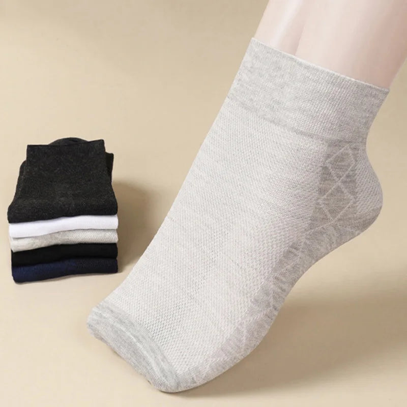 Plus Size Diabetic Loose Mouth Socks Size 48–50 – 5 Pairs Non-Binding Varicose Vein Socks for Older Men & Diabetes Patients