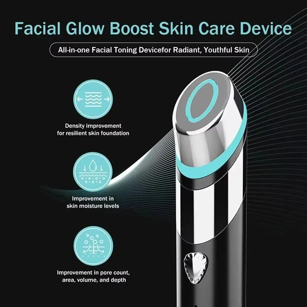 4-in-1 Microcurrent Skin Booster Wand – Red Light Therapy, Therapeutic Heat & Vibration Anti-Aging Face Tool