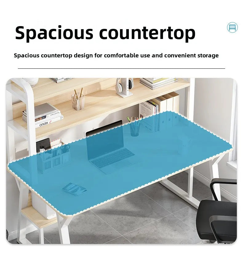Computer Desk with Integrated Bookshelf — Simple Wood Writing Desk for Small Apartments, Multiple Sizes & Finishes