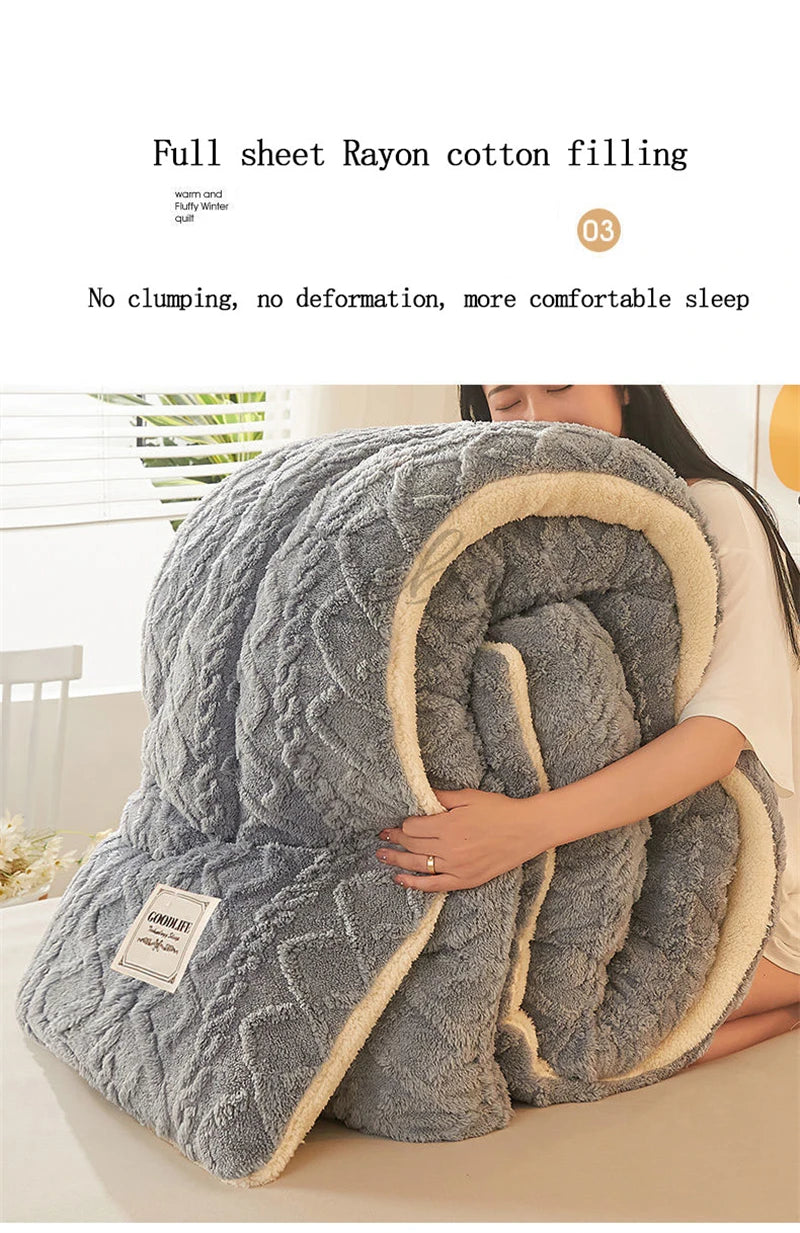 Thick Plush Bed Blanket – Faux Lamb Fleece Winter Comfort