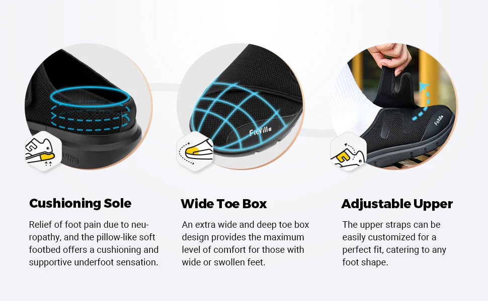 Men's Extra Wide Diabetic Half Slippers – Adjustable Lightweight for Swollen Feet & Plantar Fasciitis