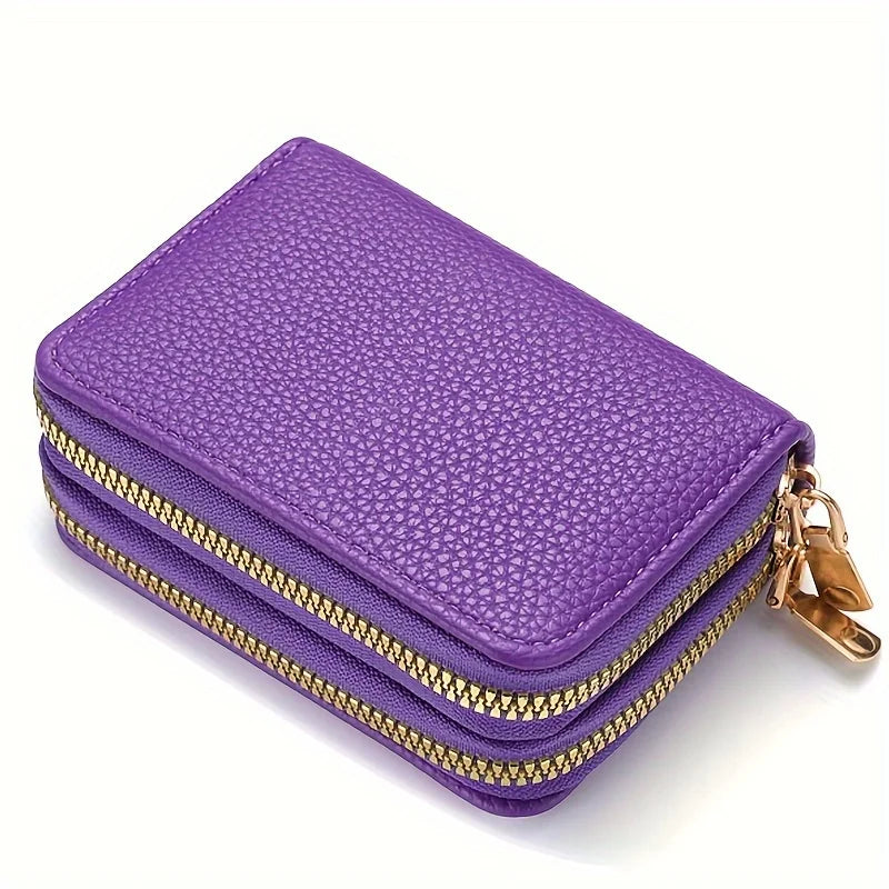 Women's Double Zipper Short Wallet – Fashion Credit Card Holder with Large Capacity Coin Purse