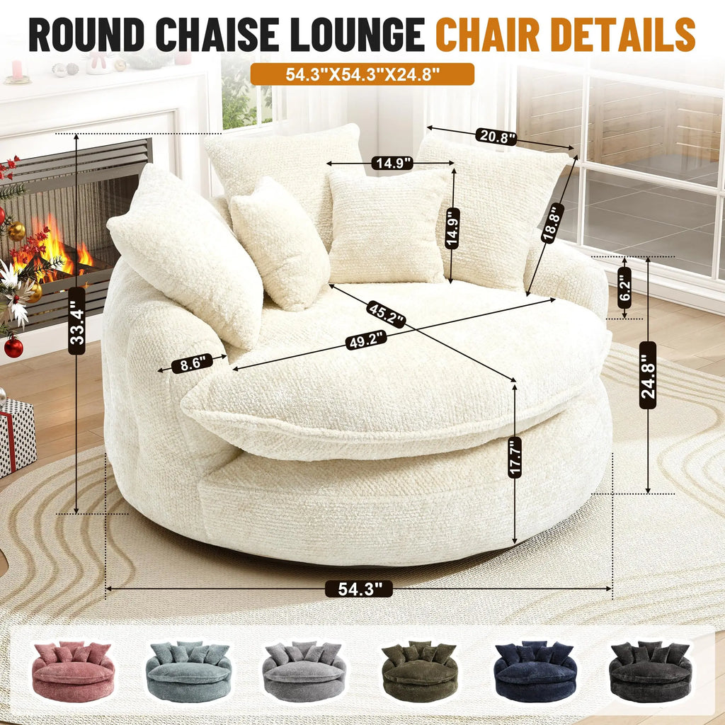 54.3-Inch Round Boneless Chaise Lounge